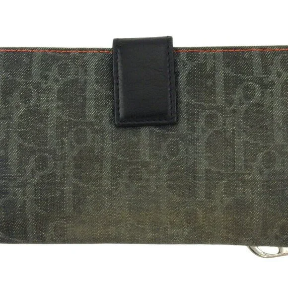 Dior wallet Trotter gray gray-based canvas �~ leather Auth T19109